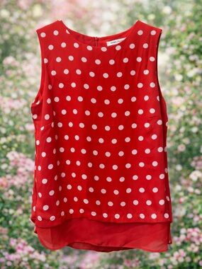 Rose & Olive Red Polka Dot Sleeveless Top Size Medium
